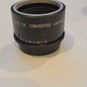 Vintage Auto 3X Converter SLR Teleconverter Lens Adapter Black Film Camera